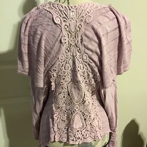 Arden B Women’s Mauve Open Cardigan Asymmetrical Crocheted back